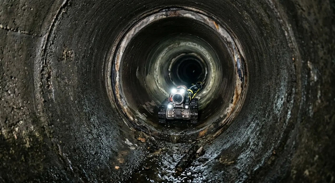 Robotic sewer camera inspecting pipe interior for Drain Snake Service in Caldwell